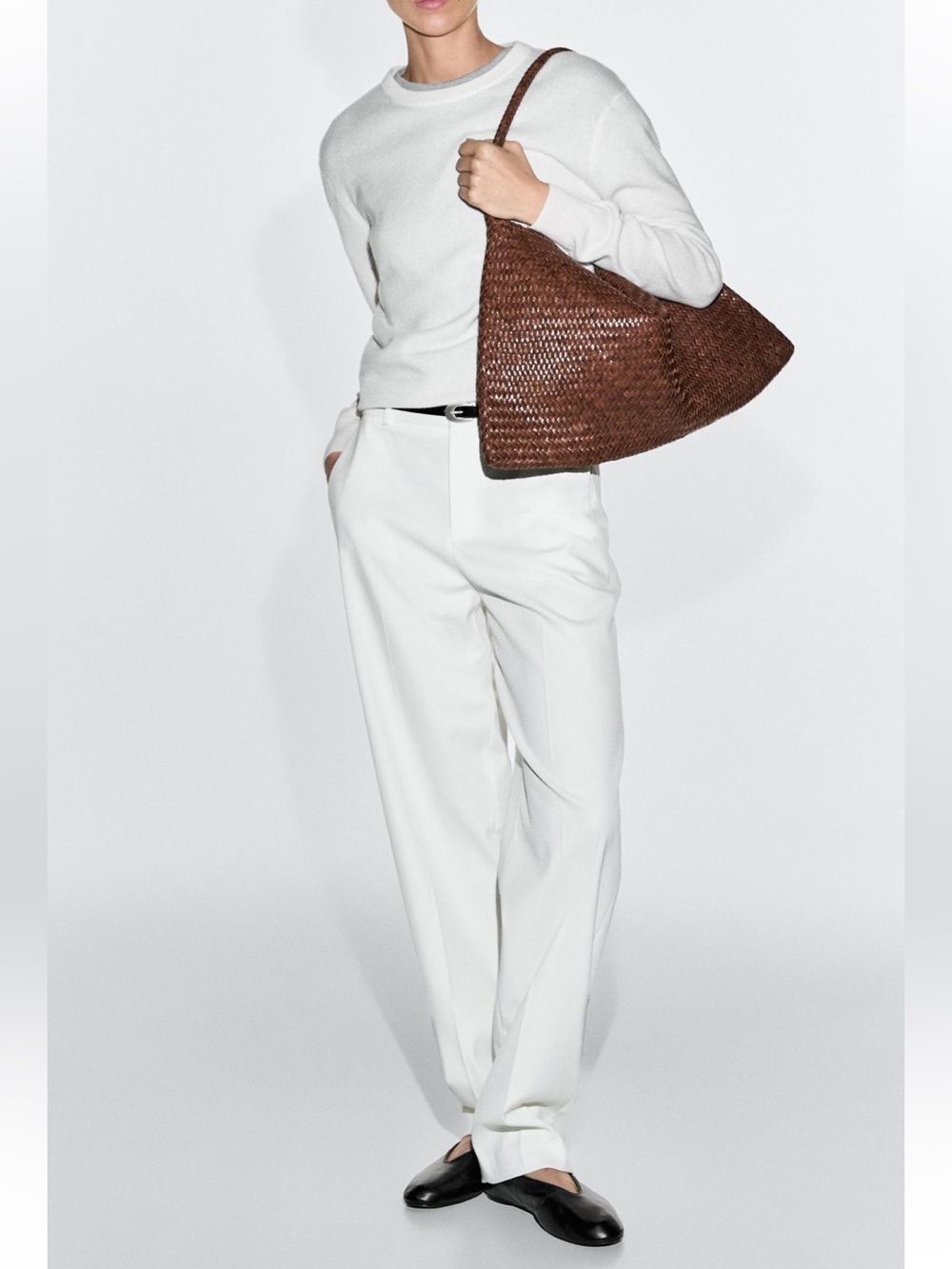Massimo Dutti Woven Brown Leather Satchel Bag 6900/607/702 - Picture 5 of 12